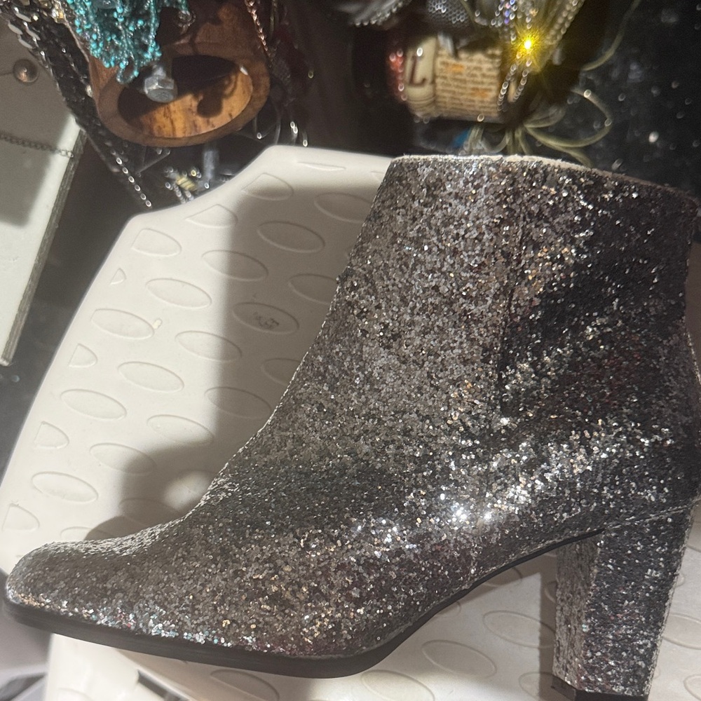 Silver Glitter Ankle Boots